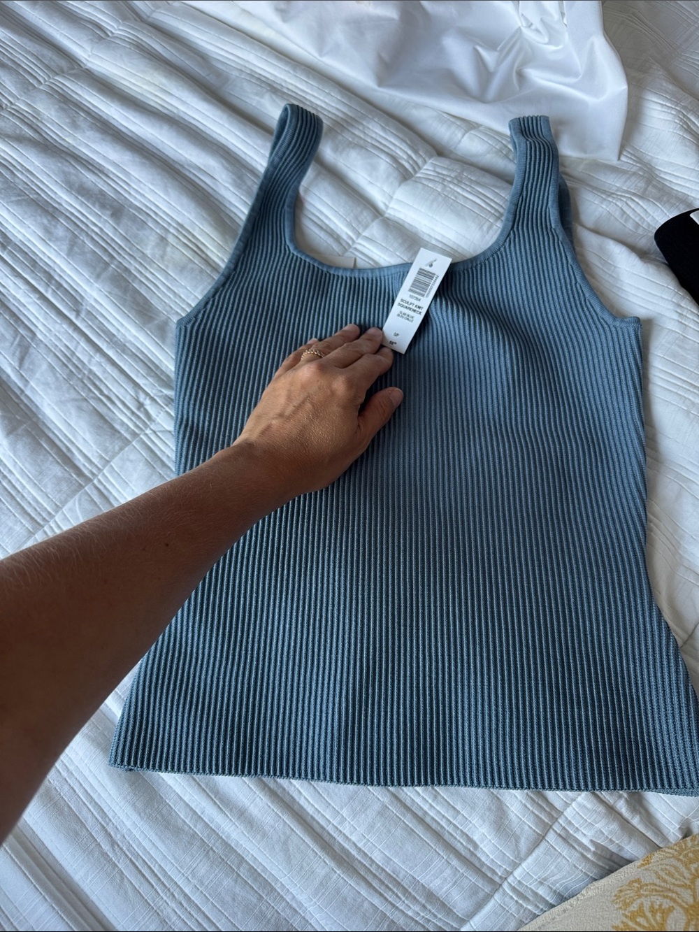 Babaton Ribbed Square-Neck Tank Top - Slate Blue
